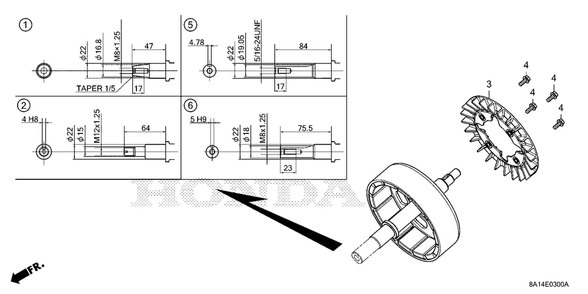 Rotor Diagram and Parts List for GXE20S (Type V3)(GMACK-1000001-9999999) Honda Engine
