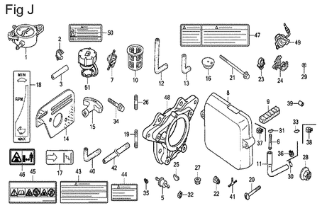 Fig-10 Diagram and Parts List for GX100U Type SE Honda Engine