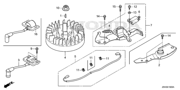 Flywheel Diagram and Parts List for GCV200LA (Type G5BR)(GJAVA-1000001-9999999) Honda Engine