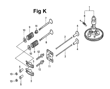 Fig-7 Diagram and Parts List for GXV160K1 Type N42 Honda Engine