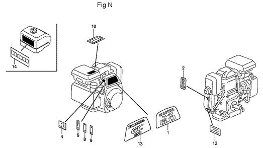 Fig-14 Diagram and Parts List for GC190A Type QHAD Honda Engine