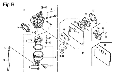 Fig-2 Diagram and Parts List for GC190A Type QHE Honda Engine