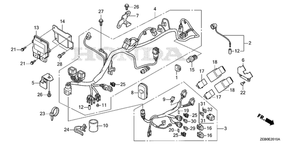 Wire Harness Diagram and Parts List for GXV800IRH (Type QYX4)(GJALH-1000001-9999999) Honda Engine