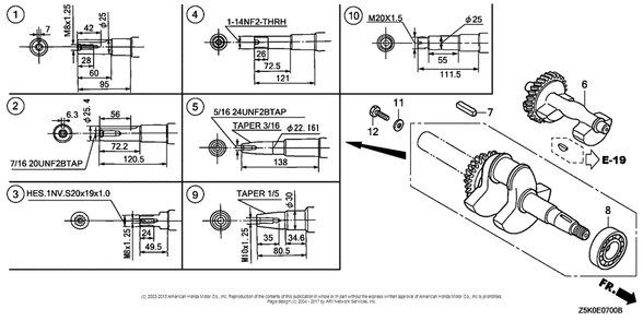 Crankshaft Diagram and Parts List for GX270UT2 (typeSMRB)(GCBGT-1000001) Honda Engine