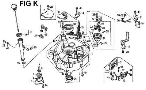 Fig-9 Diagram and Parts List for GXV340 Type DN Honda Engine