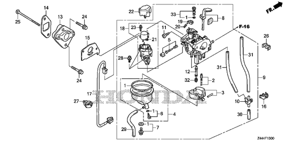Carburetor Diagram and Parts List for EU2200IT (Type  A3)(EAMT-1000001 - 9999999) Honda Generator