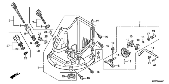 Oil Pan Diagram and Parts List for GCV160LA1 (Type N5AF/A)(GJATA-2000001-9999999) Honda Engine