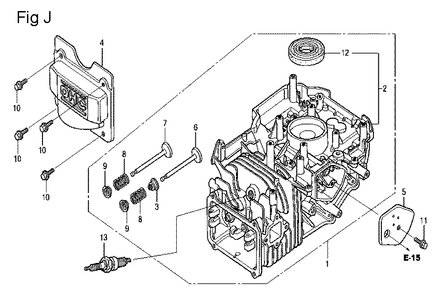 Fig-10 Diagram and Parts List for GCV160LA Type N5AF Honda Engine
