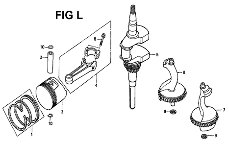 Fig-5 Diagram and Parts List for GXV340K2 Type DCA Honda Engine