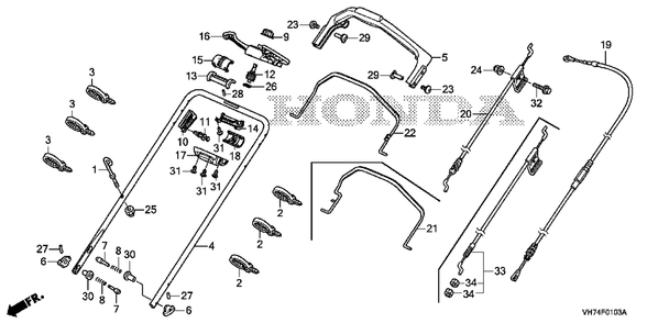 Part Location Diagram of 54442-VH7-T30 Honda Cover, Bracket (Upper)