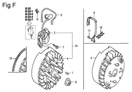 Fig-6 Diagram and Parts List for GC160A Type QHEB Honda Engine