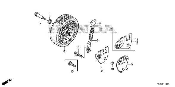 Front Wheel (1) Diagram and Parts List for HRR216K10 (Type  VLAA)(MZCG-1140001 - 1660000) Honda Lawn Mower