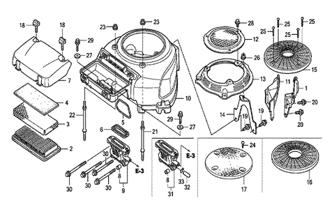 Fig-0 Diagram and Parts List for GXV530U Type JXA3 Honda Engine