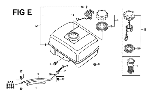 Fig-6 Diagram and Parts List for GX160H1 Type QDBR Honda Engine