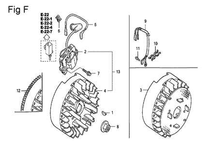 Fig-6 Diagram and Parts List for GC160 Type QHEB Honda Engine
