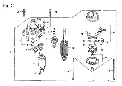 Fig-7 Diagram and Parts List for GCV530 Type EXA1 Honda Engine