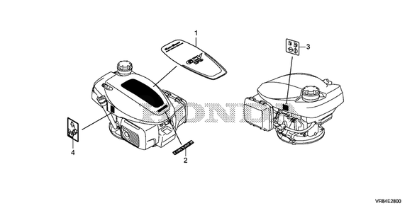 Label Diagram and Parts List for HRN216 (Type  VYAA)(MANA-1000001 - 9999999) Honda Lawn Mower