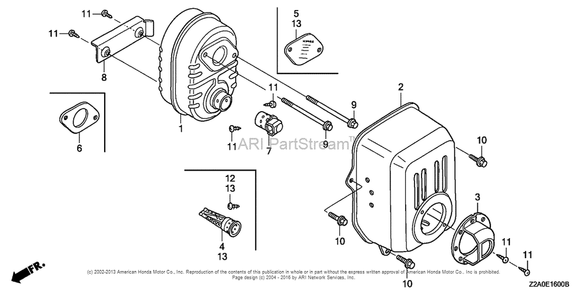 Muffler Diagram and Parts List for GS160LA (typeQHAF)(GCABA-1000001) Honda Engine