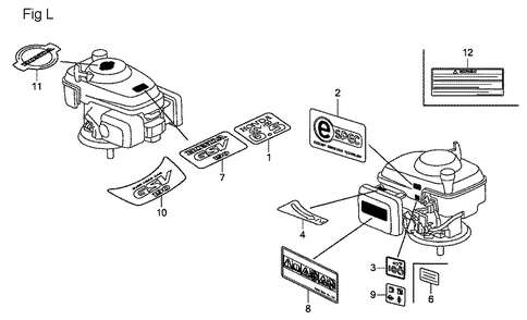 Fig-12 Diagram and Parts List for GSV190A Type A1A Honda Engine