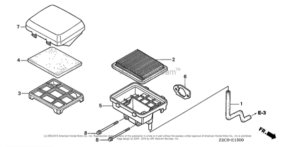 Air Cleaner Diagram and Parts List for GS190LA (typeQHAF)(GCACA-1000001) Honda Engine