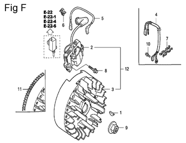 Fig-6 Diagram and Parts List for GC190A Type QHP7 Honda Engine