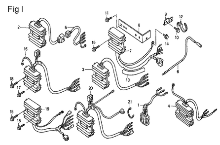 Fig-9 Diagram and Parts List for GCV530 Type DXA Honda Engine