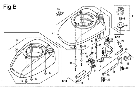 Fig-2 Diagram and Parts List for GSV190A Type N2G7 Honda Engine