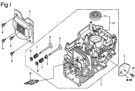 Fig-9 Diagram and Parts List for GCV135 Type A1D Honda Engine