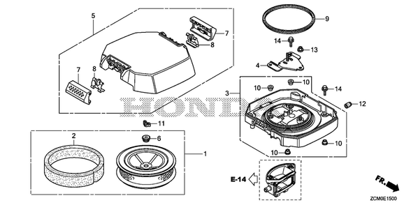 Air Cleaner (1) Diagram and Parts List for GX690RH (Type TDCC/B)(GCAPH-1000001-9999999) Honda Engine