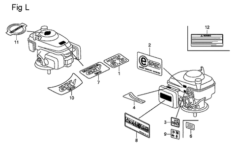Fig-12 Diagram and Parts List for GSV190A Type A1C Honda Engine