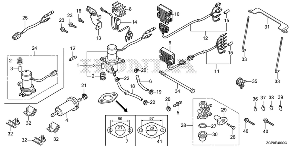 Other Parts (Fuel Pump) (Regulator Rectifier) Diagram and Parts List for GX630RHX (Type TDCC)(GCAMH-2000001-9999999) Honda Engine