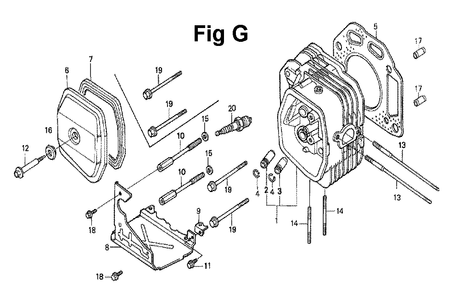 Fig-12 Diagram and Parts List for GXV340 Type DN Honda Engine