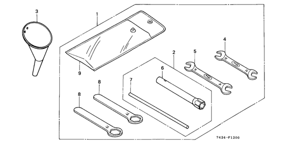 Tools Diagram and Parts List for HP400K3 (Type  BA/C)(NAA-2800448 - 9999999) Honda Lawn Tractor Accessories