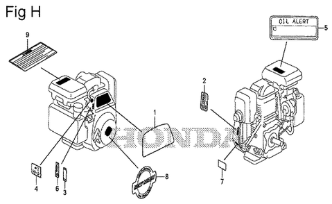 Fig-8 Diagram and Parts List for GS190A Type QBU Honda Engine