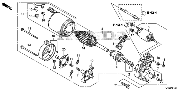 Starter Motor (2) Diagram and Parts List for HSM1336IK2 (Type  ATDR)(SBCJ-5500001 - 5509999) Honda Snow Blower