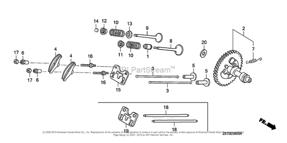 Camshaft Diagram and Parts List for GX390UT2 (typeSZEC)(GCBCT-1000001) Honda Engine