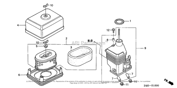 Air Cleaner (1) Diagram and Parts List for GX160U1 (typeWDA6)(GCACK-1000001) Honda Engine