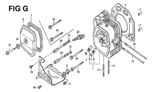 Fig-11 Diagram and Parts List for GXV340K1 Type DN Honda Engine