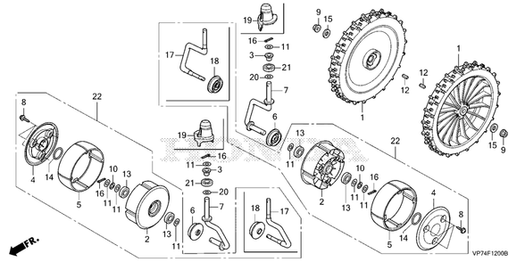 Wheel Diagram and Parts List for HRM310K2 (Type  EAA)(MBEF-2015063 - 9999999) Honda Lawn Mower