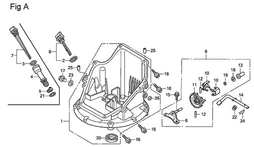 Fig-1 Diagram and Parts List for GSV190A Type N1L Honda Engine