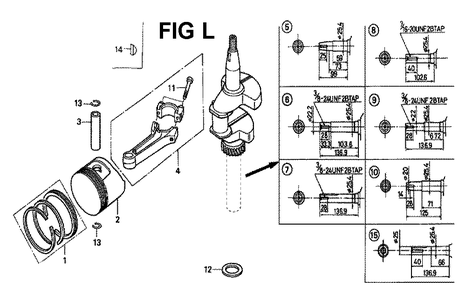 Fig-14 Diagram and Parts List for GXV160K1 Type N1E5 Honda Engine