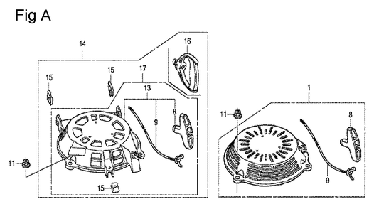 Fig-1 Diagram and Parts List for GCV160A Type N5MF Honda Engine