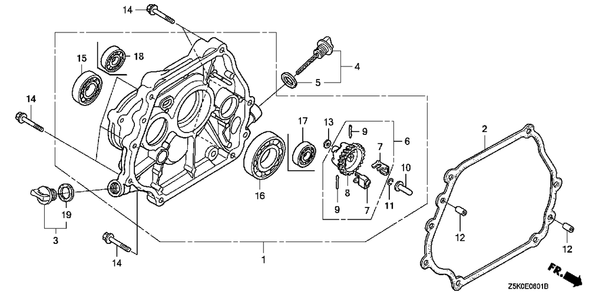 Crankcase Cover (2) Diagram and Parts List for GX270UT2 (Type  HEA2/A)(GCBGT-2000001 - 9999999) Honda Engine