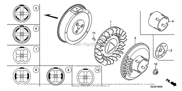 Flywheel Diagram and Parts List for GX340U2 (typeSMX2)(GCBKK-1000001) Honda Engine