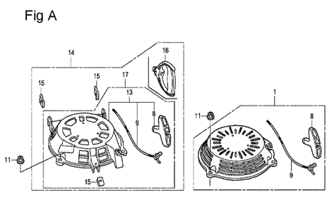 Fig-1 Diagram and Parts List for GCV160A Type E1A2 Honda Engine