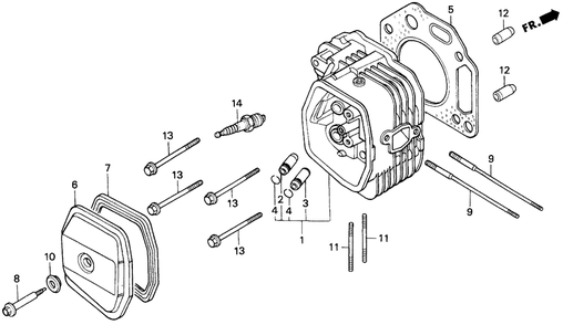 Cylinder Head Diagram and Parts List for H1011R (Type  SA)(MZAW-6000001 - 6100000) Honda Lawn Mower
