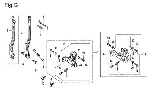Fig-7 Diagram and Parts List for GX100U Type KRB Honda Engine
