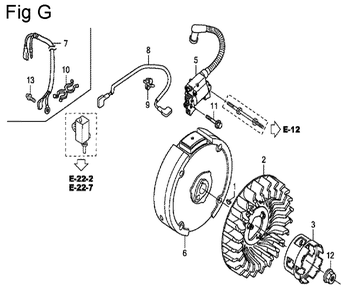 Fig-7 Diagram and Parts List for GC160A Type QHE4 Honda Engine