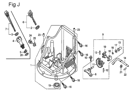 Fig-10 Diagram and Parts List for GCV190A Type N1A Honda Engine