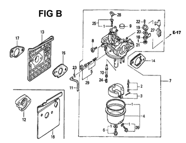 Fig-13 Diagram and Parts List for GXV340 Type DN Honda Engine